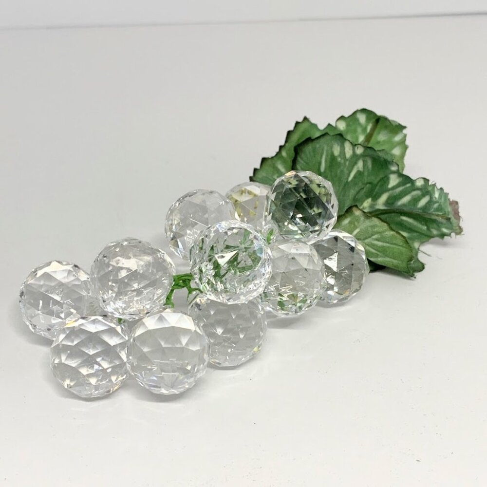 Vintage Crystal Grapes | Hollywood Regency | Mid Century Decor | Lucite Fruit